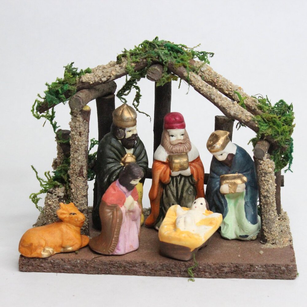 Porcelain Nativity Set 6 Figures Small 6" Holiday Christmas Christian Décor